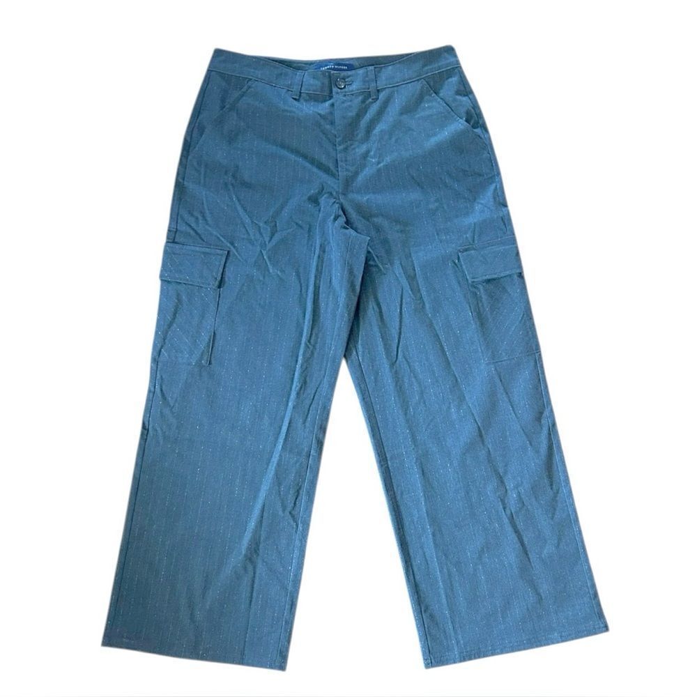 Tommy Hilfiger Womens Grey Pinstripe Cargo Pants Wide Leg‎ New With Tags! 16